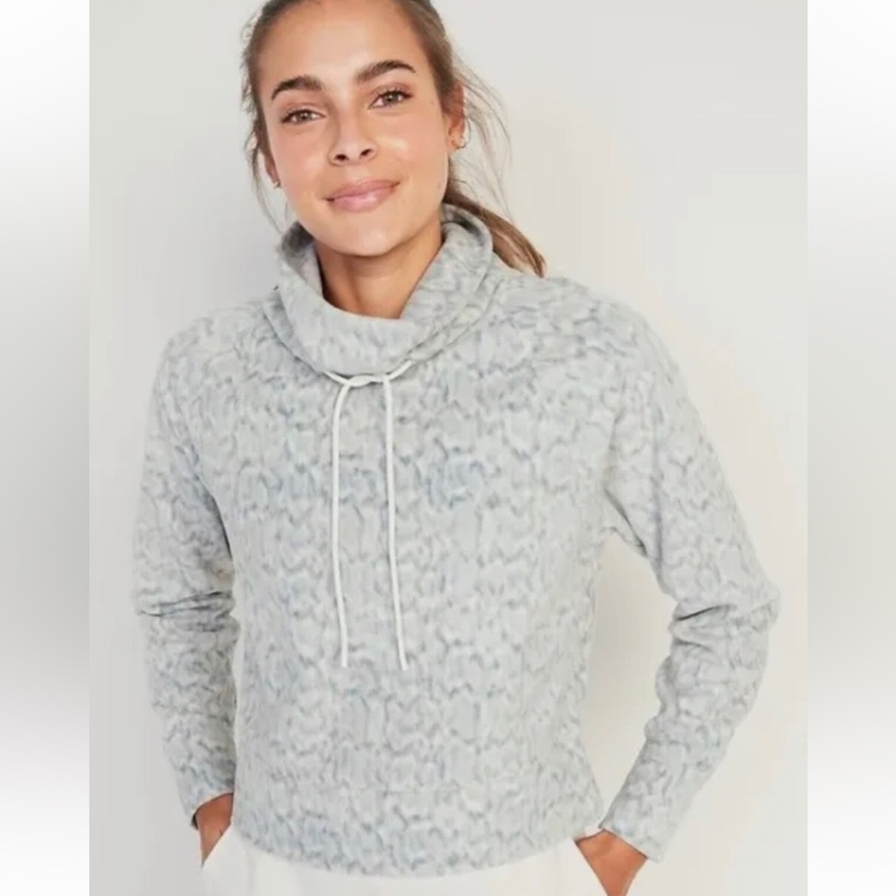 OLD NAVY Cropped Micro Fleece Funnel Neck Sweatshirt